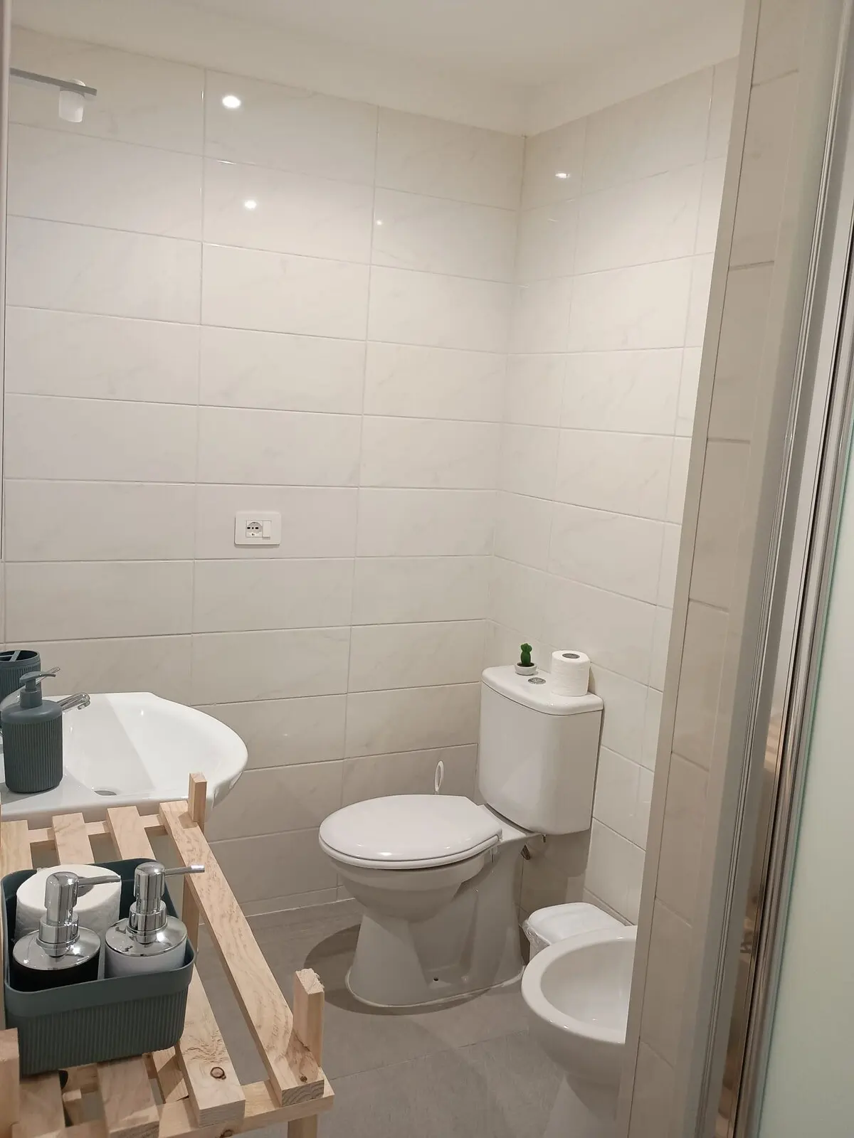 Bagno privato con bidè, wc, lavabo e pianta